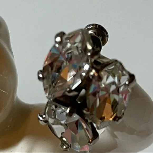 Sterling rhinestone vintage clip earrings